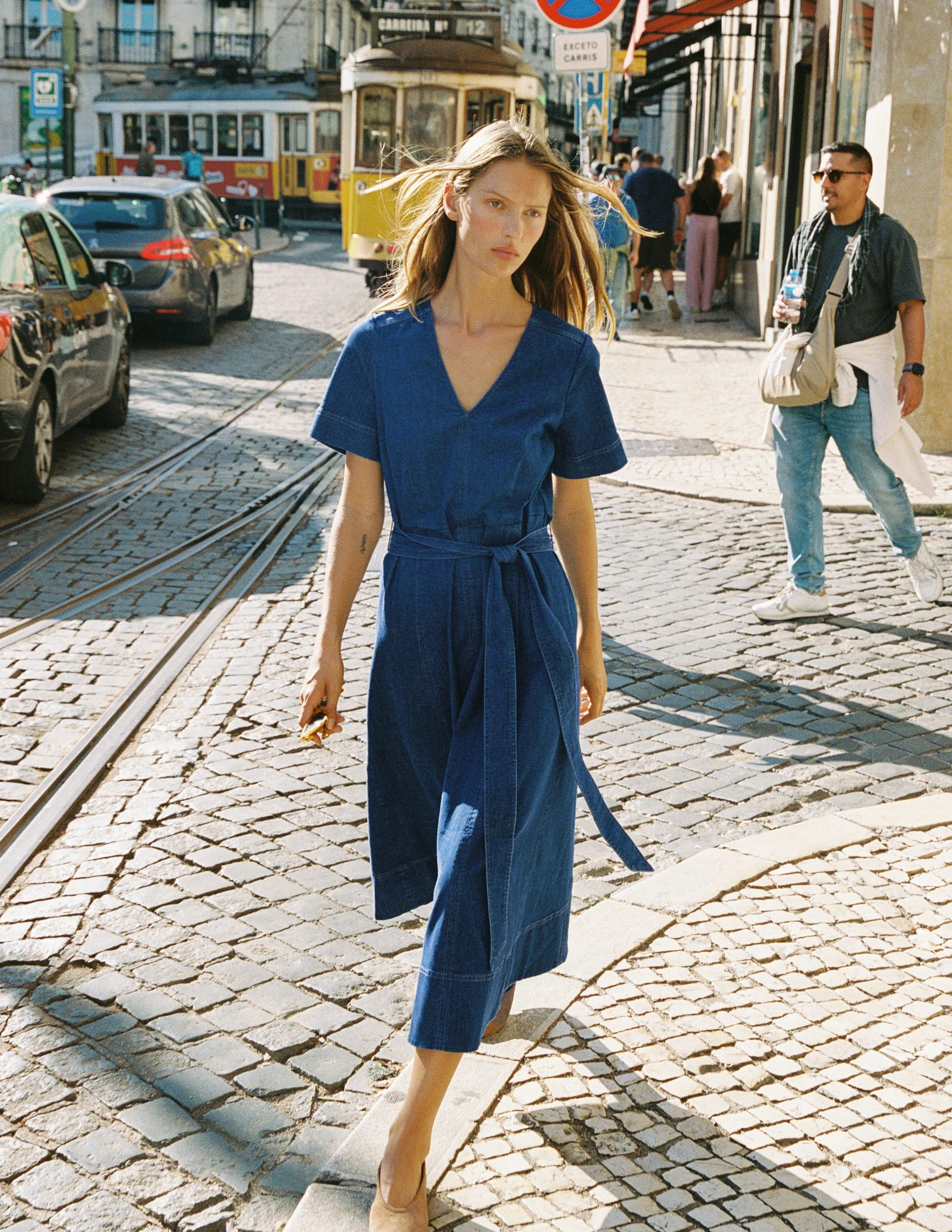 V-Neck Denim Dress-Mid Vintage | Boden (US)