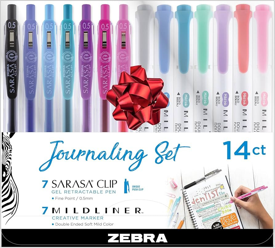 Zebra Pen Journaling Set, 14-Pack Assorted Colors, Includes 7 Mildliner Highlighters and 7 Sarasa... | Amazon (US)