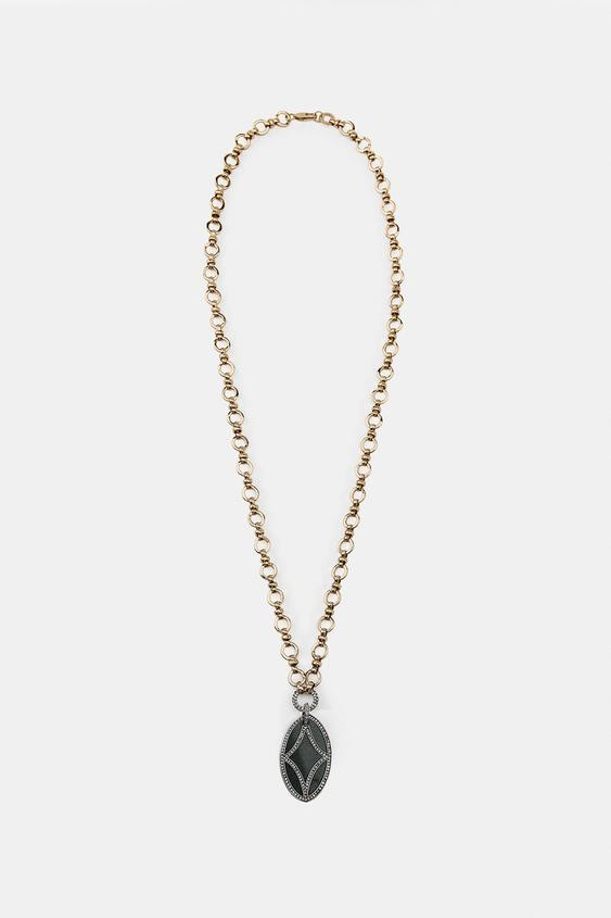 RING NECKLACE WITH SHINY STONE | Zara US
