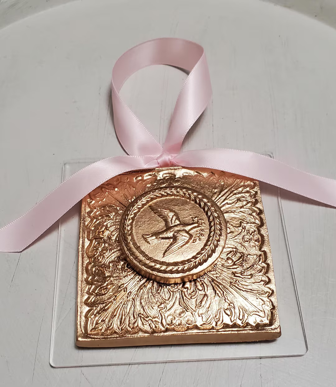 Handmade Gold Leaf Dove Ornament: Acrylic Intaglio, Religious Gift - Etsy | Etsy (US)