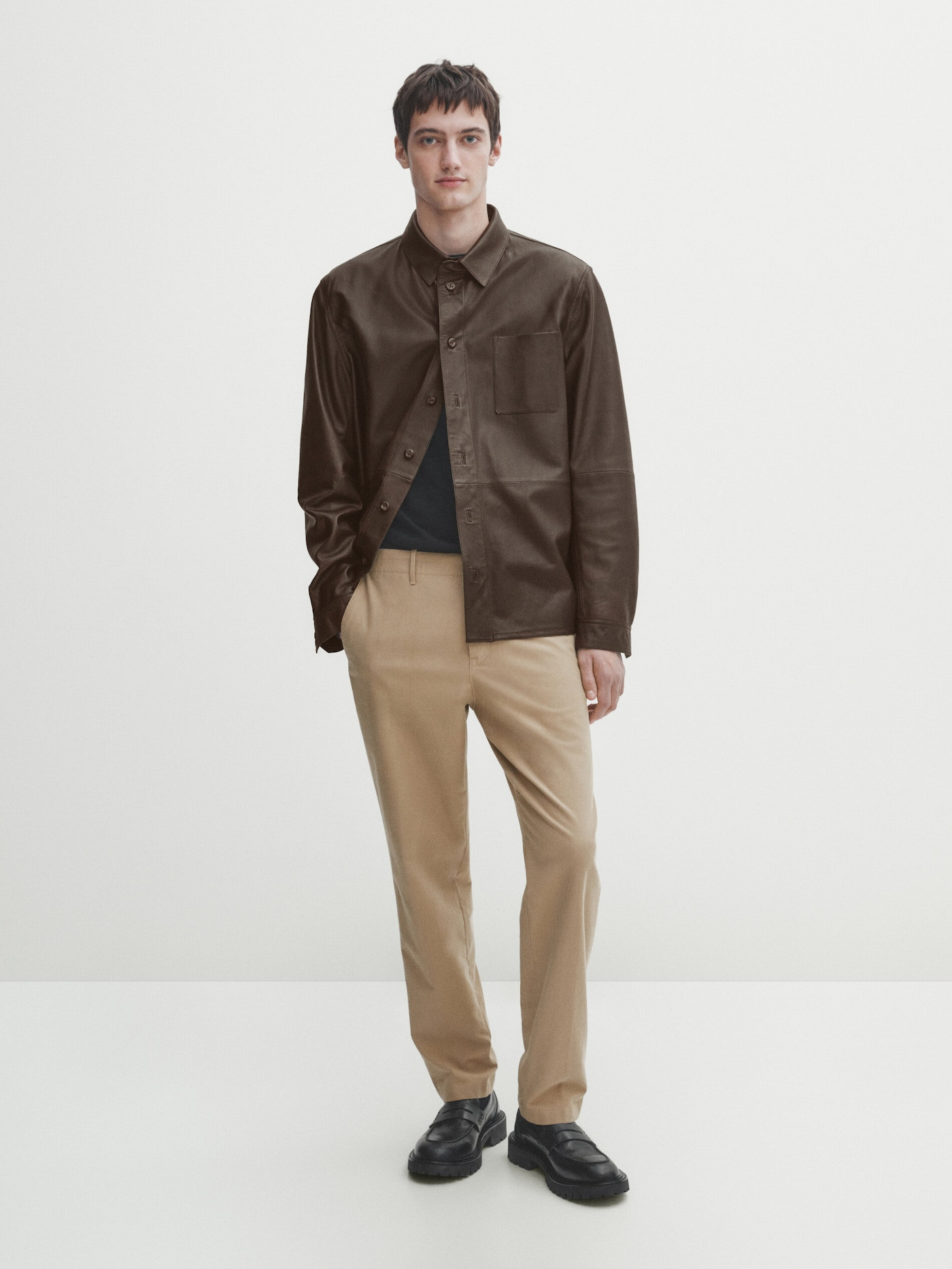 Micro twill tapered fit chino trousers | Massimo Dutti UK