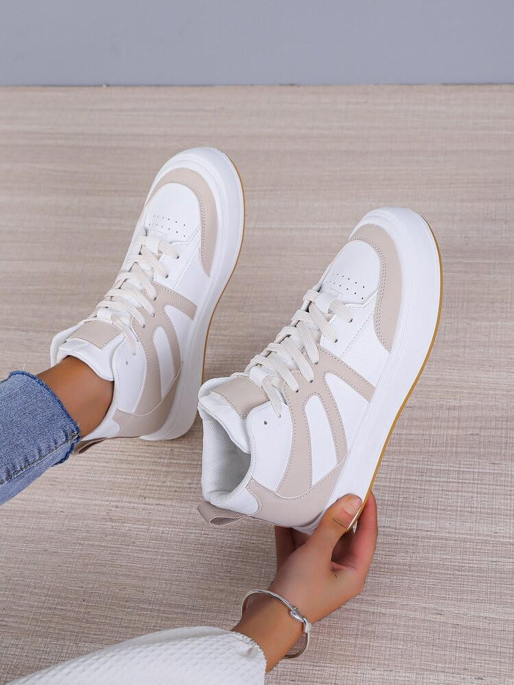 Two Tone High Top Lace-up Front Skate Shoes | SHEIN