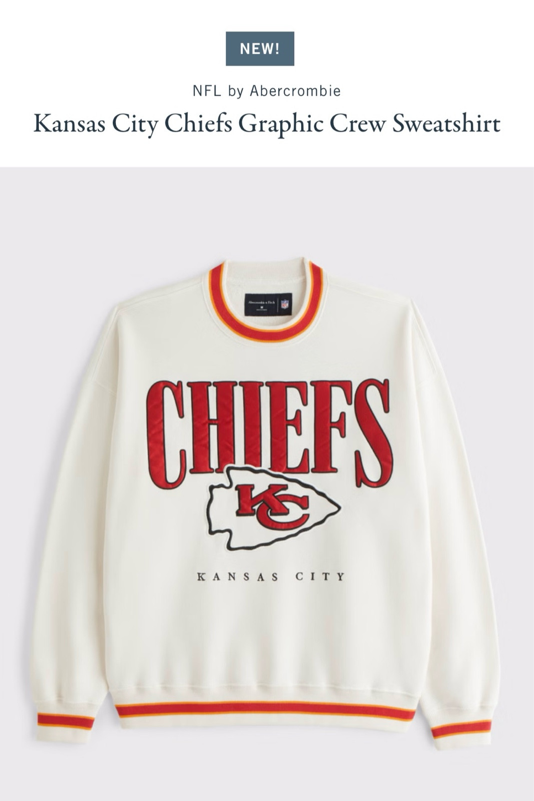 Abercrombie Sale 🏈❤️💛 All NFL is discounted! This KC Chiefs sweatshirt is $40 off

#LTKFindsUnder100 #LTKStyleTip #LTKSaleAlert