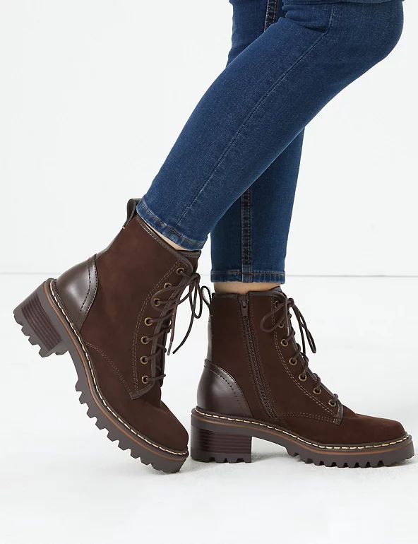 Hiking Block Heel Lace Up Ankle Boots | M&S Collection | M&S | Marks & Spencer (UK)