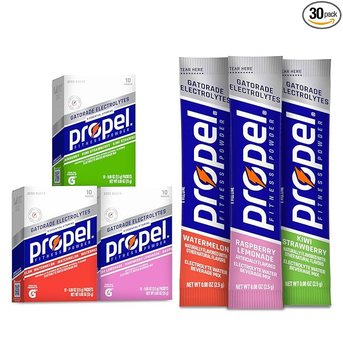 Propel Electrolyte Enhanced Water Drink Mix Powder Packets, Kiwi Strawberry Variety Pack, Zero Ca... | Amazon (US)