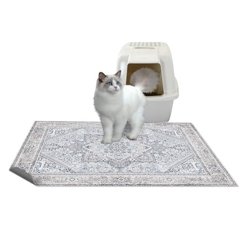 Washable Kitty Cat Litter Trapping Mat 2 PCs, Large Reusable Litter Mat for Cat and Kitty, 36x48 Inches, Cat Litter Mat Paw-friendly Waterproof Non-slip Compatible With Cat Box - (Blue Kitty) | Amazon (US)