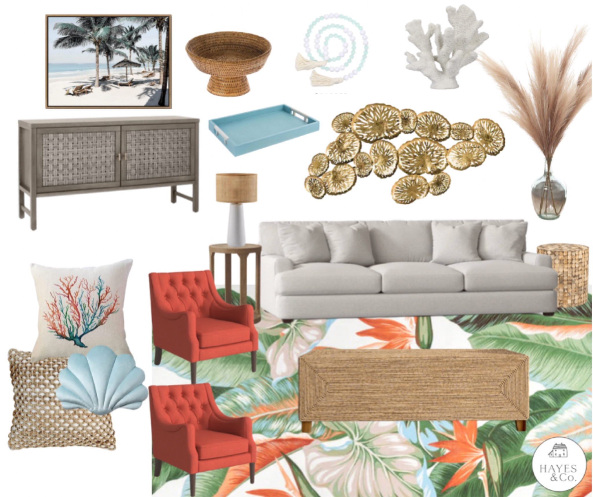 Coastal style living room decor inspired by our Florida and South Carolina hosts.  Thinking of you all during this time 💕