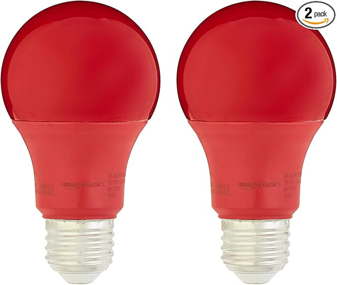 Amazon Basics 60 Watt Equivalent, Red, Non-Dimmable, A19 LED Light Bulb | 2-Pack | Amazon (US)