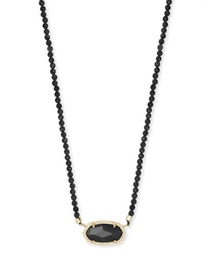 Elisa Gold Beaded Pendant Necklace in Black Mix | Kendra Scott