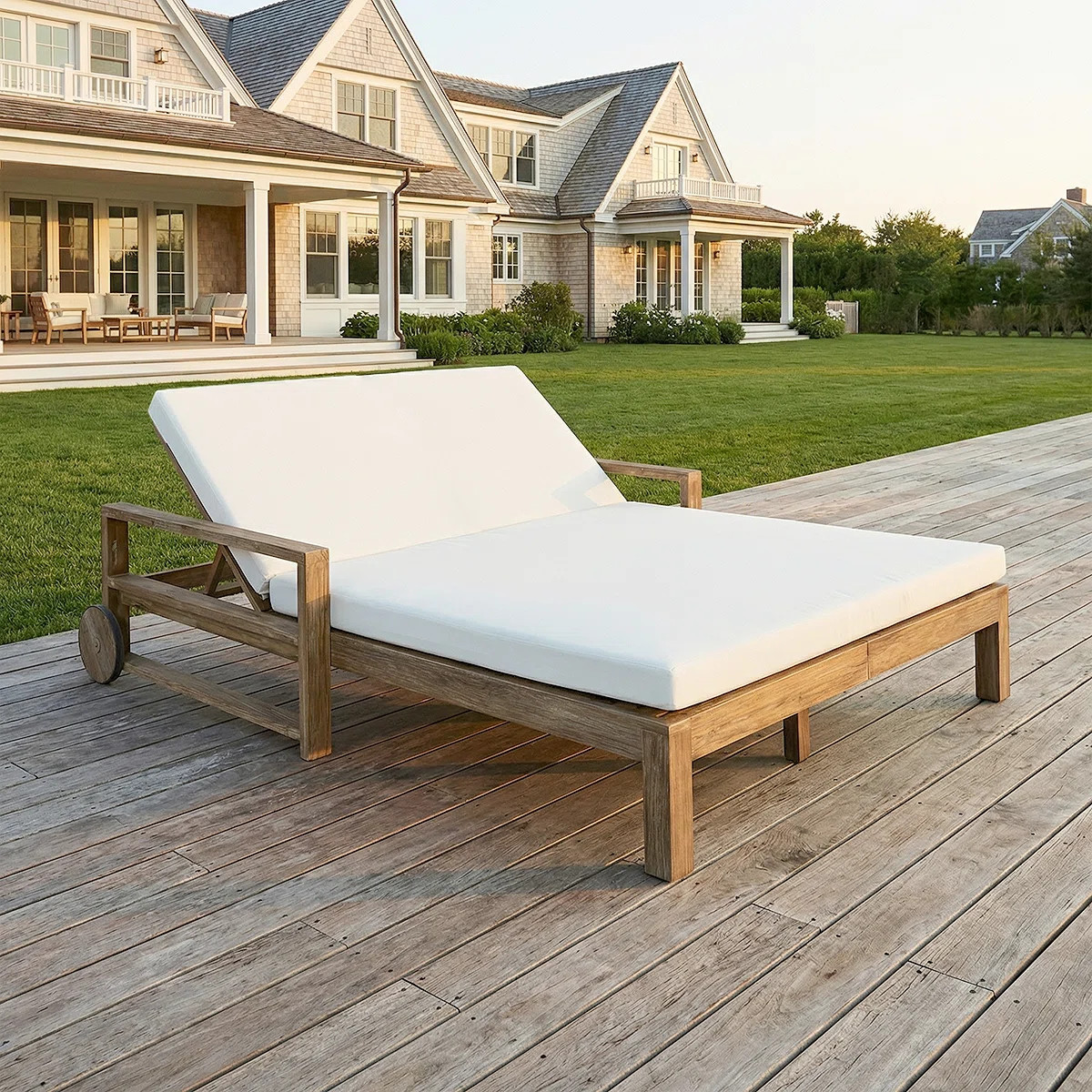 Latitude Run\u00ae Farmhouse Outdoor Sunbed - Premium Acacia Lounger For Patio & Garden Relaxatio... | Wayfair North America