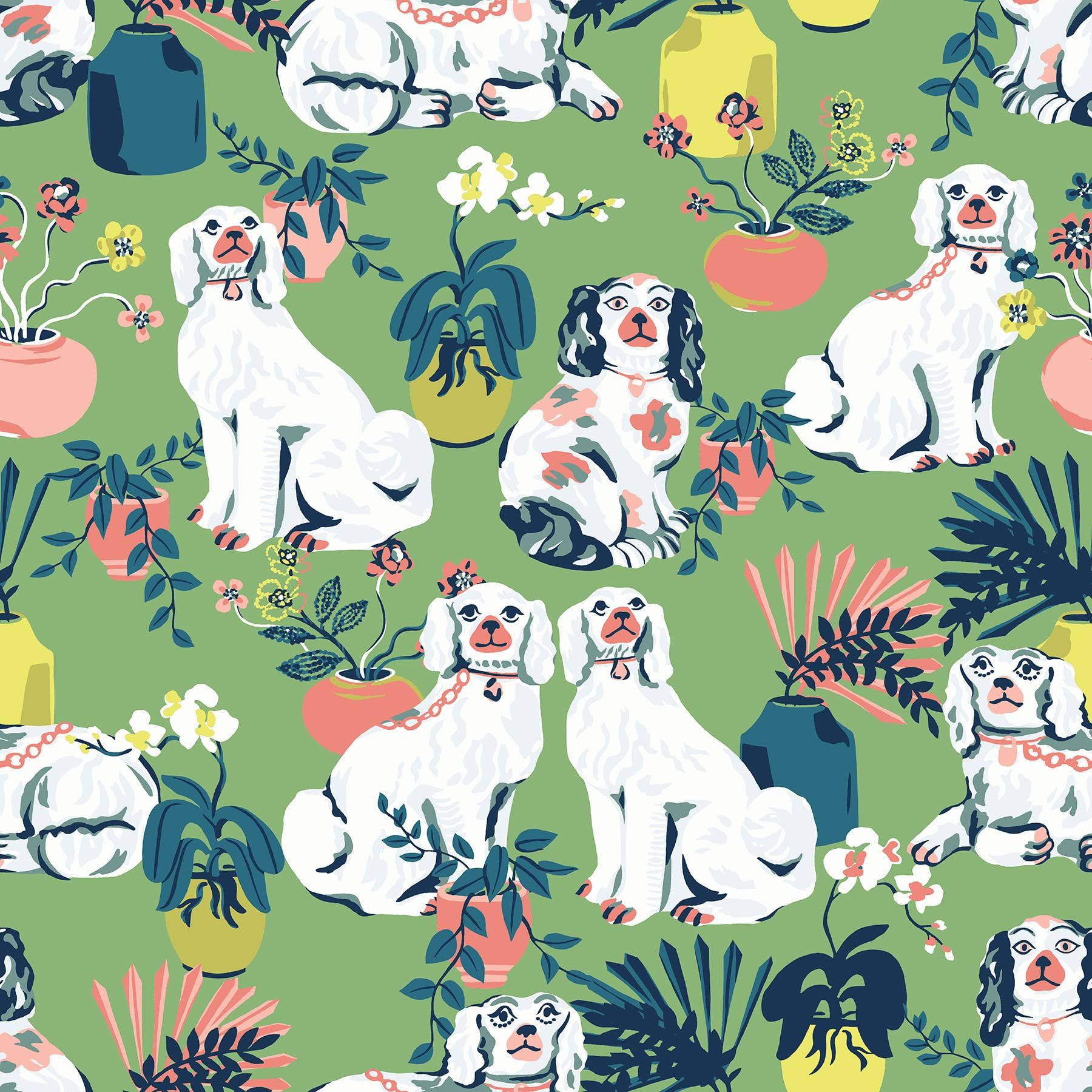 PrintFresh PFS4811: Jade Good Dog Peel & Stick Wallpaper, Multi, 30 Sq Ft | Amazon (US)