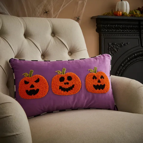 Trio of Pumpkins Tufted Cushion | Dunelm