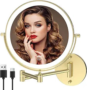 Rechargeable Wall Mounted Lighted Makeup Vanity Mirror 8 Inch Double Sided 1X 10X Magnifying Bath... | Amazon (US)