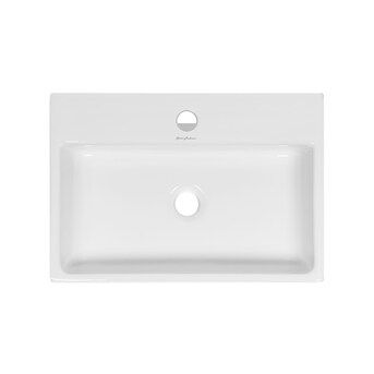 Swiss Madison  Claire Glossy White Ceramic Vessel Rectangular Modern Bathroom Sink (19.88-in x 1... | Lowe's