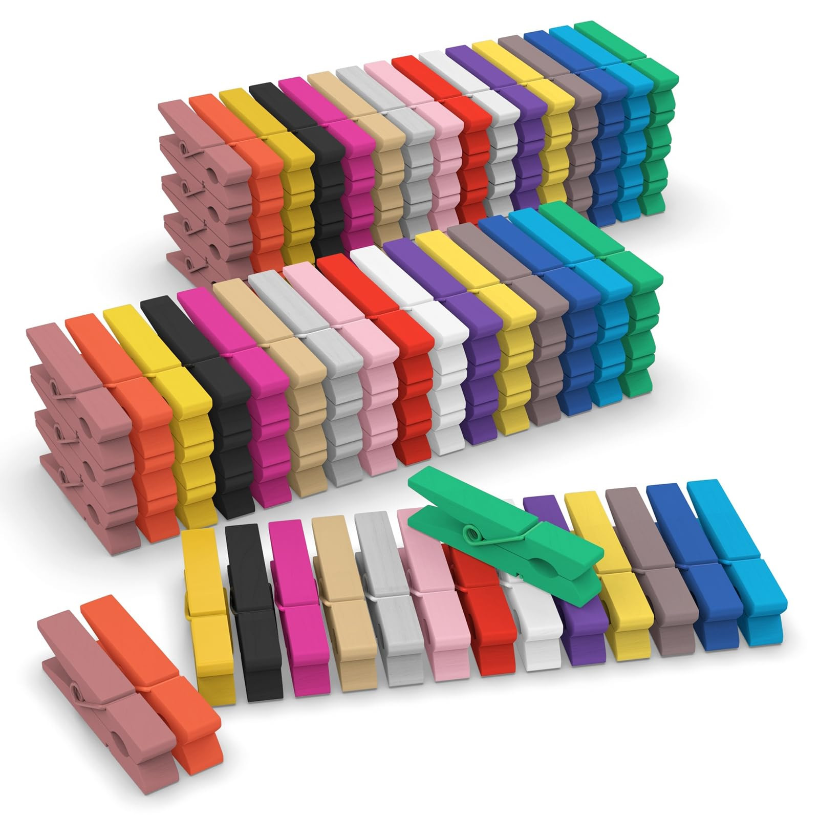 (Pack of 128) Mini Wooden Colored clothespins,16 coloers Each 8pcs | Amazon (US)
