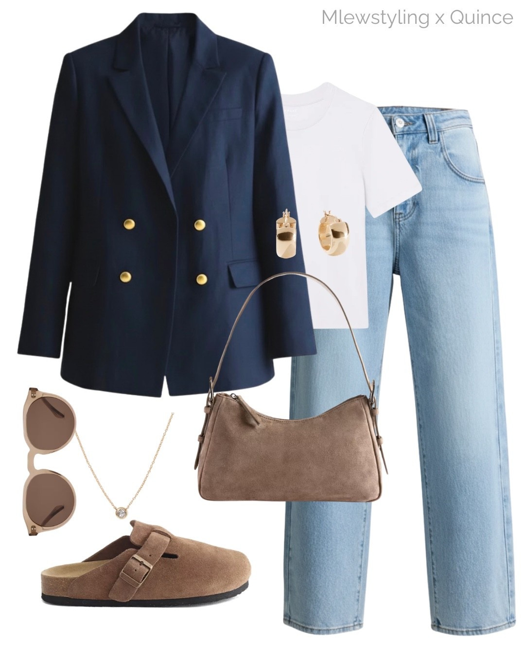 Navy linen blazer outfit 3: styled with light wash jeans and suede accessories 🩵

#QuincePartner @Quince 

Tags: spring outfit, white t-shirt, light wash jeans, suede clogs, capsule wardrobe, suede bag, spring office outfit, casual workwear 

#LTKWorkwear #LTKMothersDay #LTKootd