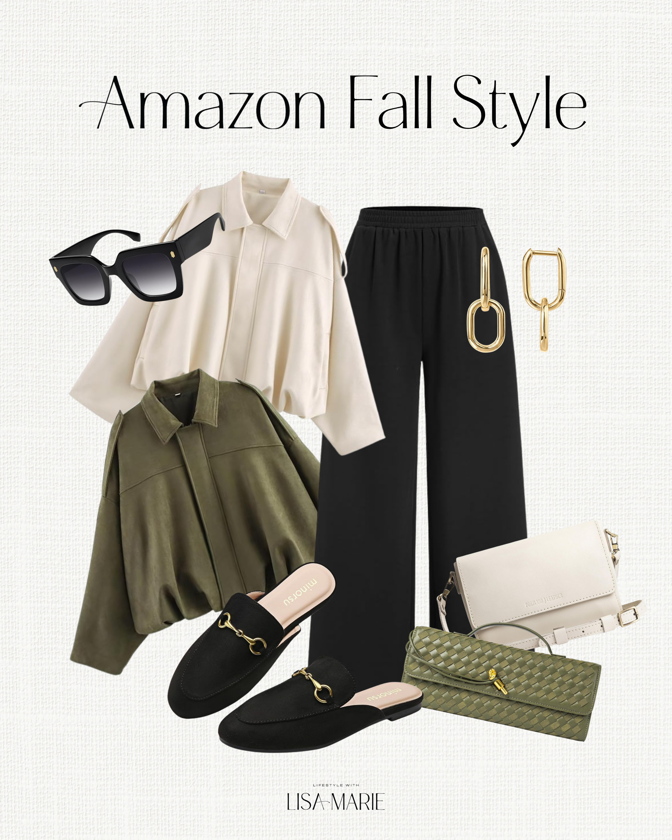 Amazon fall style inspo! Elevated casual outfits for travel. Black mule slides with gold hardware. Crossbody and clutch purses and handbags. Gold jewelry and earrings. Oversized suede bomber jackets. Business casual and comfortable outfits.

#LTKSeasonal #LTKPetite #LTKTravel