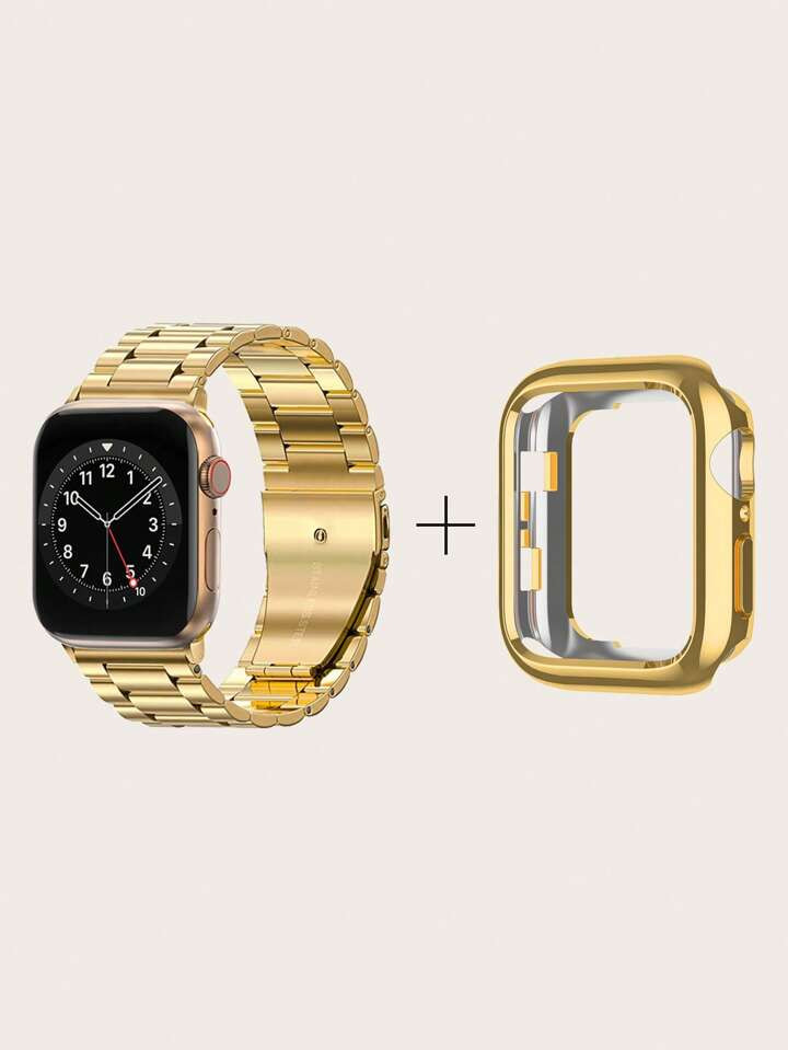 Stainless Steel Watchband & Case Set Compatible With Apple Watch | SHEIN