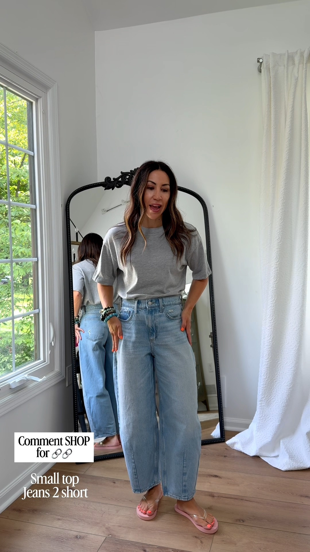 Small top. 2 short barrel jeans. Target style.inch

#LTKOver40 #LTKPetite