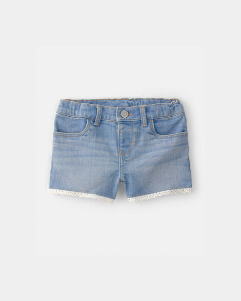 OshKosh B'gosh Toddler Girls Girl Eyelet Trim Denim Shorts - Light Wash 5T Blue | Carter's Inc