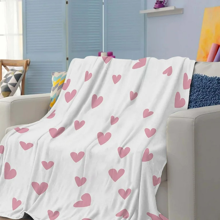 White Valentine Soft Throw Blanket,Heart Plush Throw Blanket,Valentine'S Day Gift Cozy Home Decor... | Walmart (US)