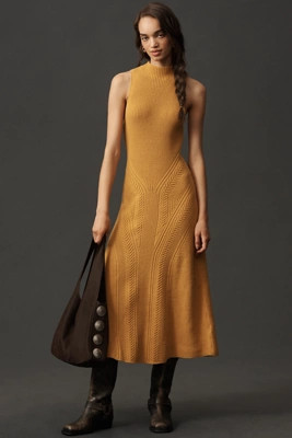 By Anthropologie Mock-Neck Knit Midi Dress | Anthropologie (US)