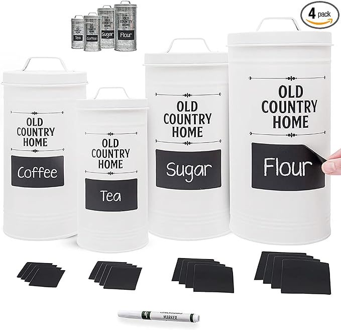 Saratoga Home Farmhouse Canister Sets for Kitchen, Sugar and Flour Canister Set, White Canisters ... | Amazon (US)