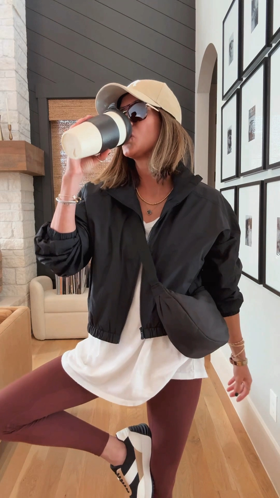 Easy outfit for fall that I’ll be wearing on repeat! 🙌🏼🤎 XS in leggings (color is rum raisin), small in the jacket and small in the tee. 

#LTKStyleTip #LTKFindsUnder50 #LTKFindsUnder100