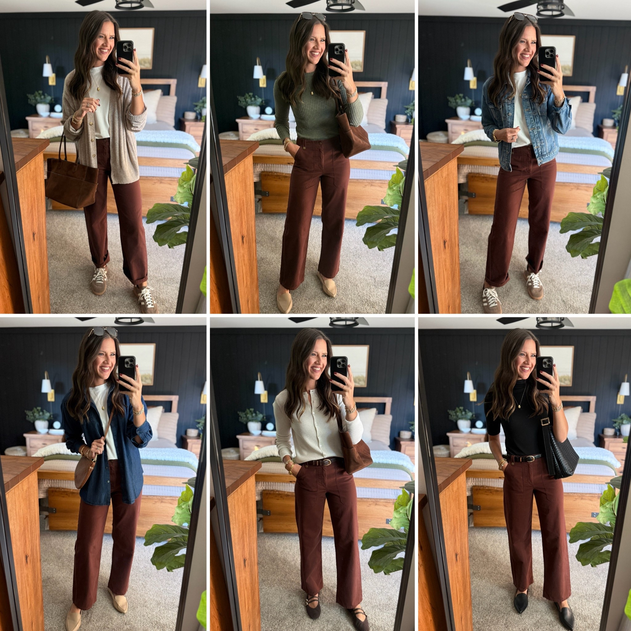 Six ways to style the burgundy pants from the Fall Capsule 