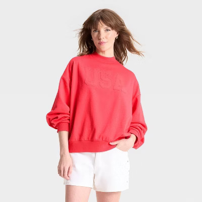 Women's USA Graphic Sweatshirt - Red S | Target