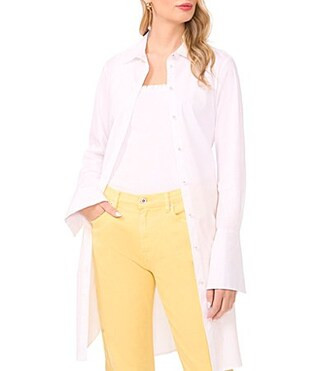 Vince Camuto Woven Point Collar Long Sleeve Button Front Blouse - S | Dillard's