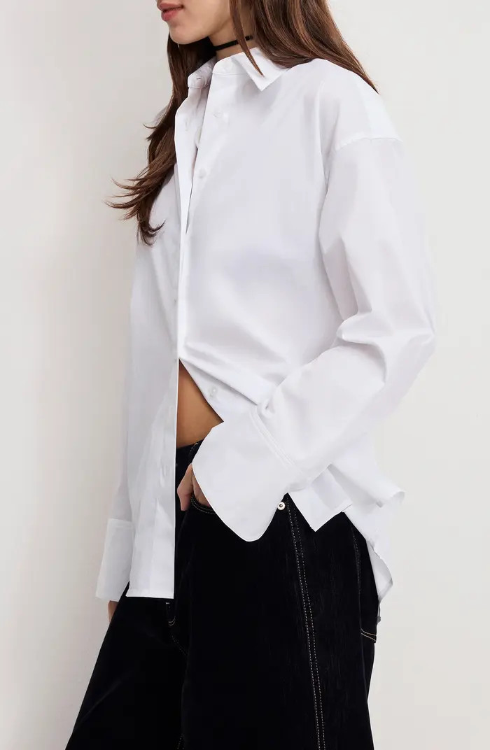 Oversize Cotton Poplin Button-Up Shirt | Nordstrom