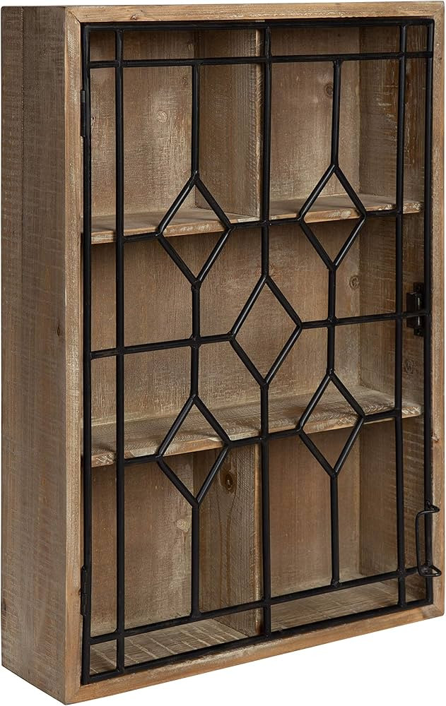 Kate and Laurel Megara Decorative Wooden Wall Hanging Curio Cabinet for Open Storage with Decorat... | Amazon (US)