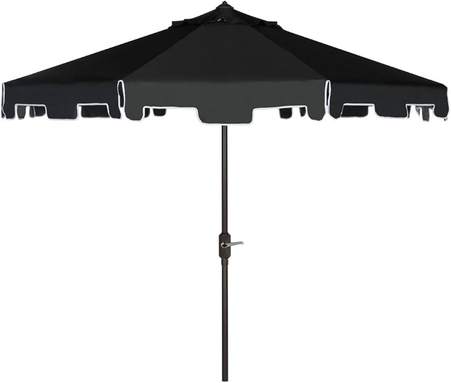 Safavieh Outdoor Collection Zimmerman Crank Market Black and White 9-inch Umbrella | Amazon (US)