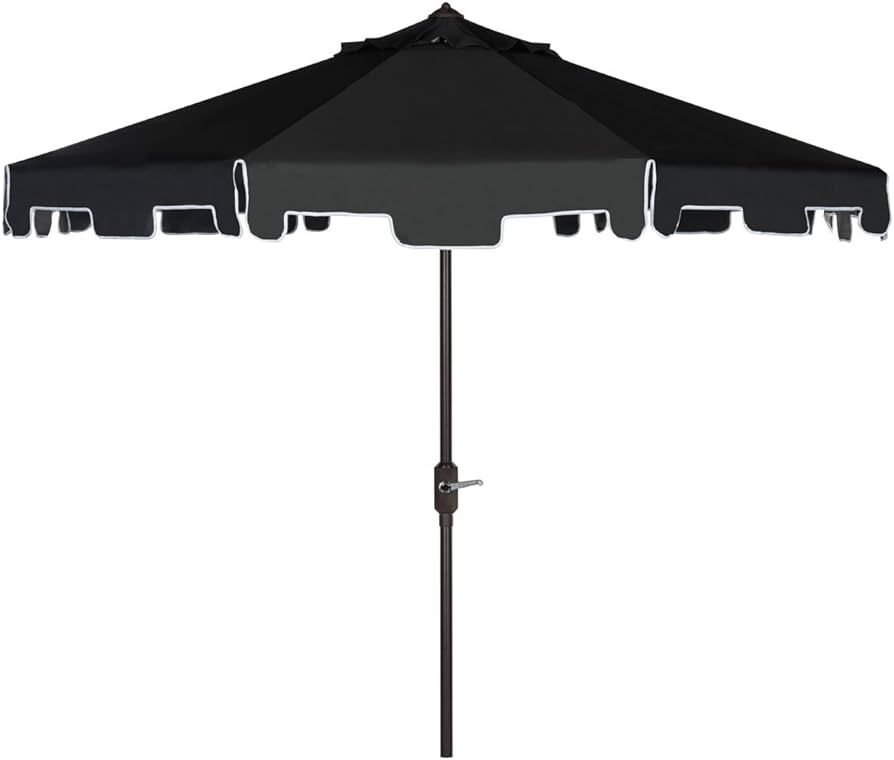Safavieh Outdoor Collection Zimmerman Crank Market Black and White 9-inch Umbrella | Amazon (US)
