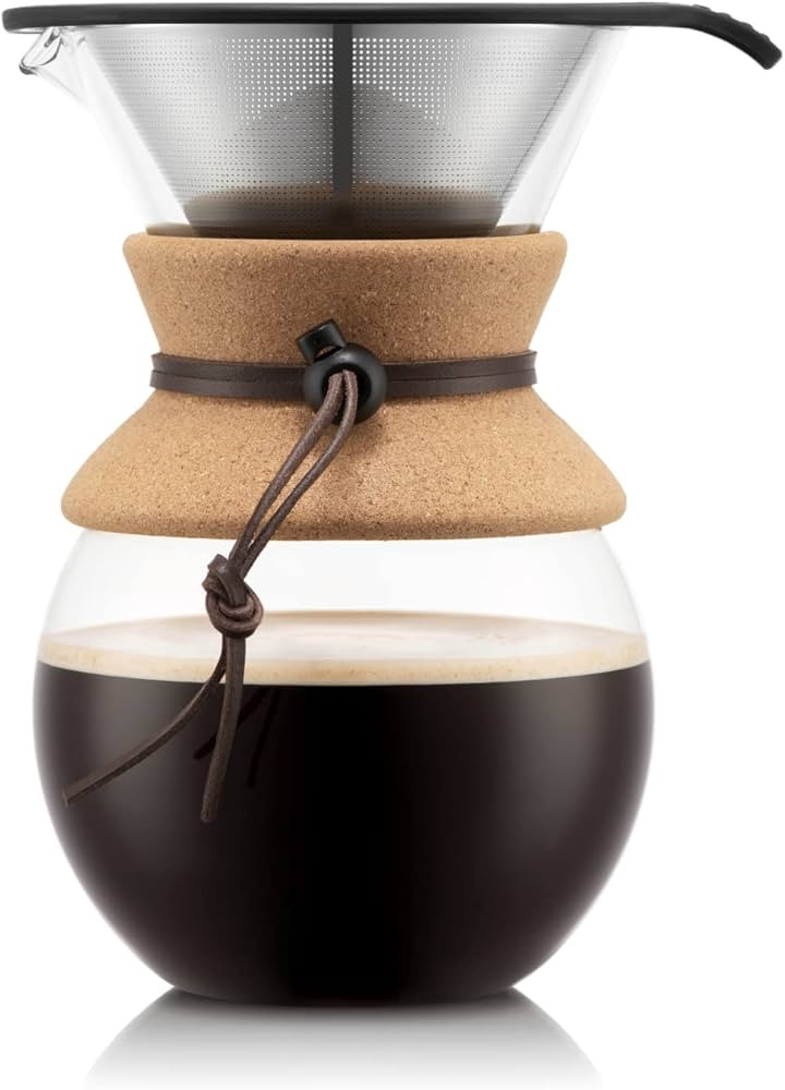BODUM 34 Oz Pour Over Coffee Maker, High-Heat Borosilicate Glass with Reusable Stainless Steel Fi... | Amazon (US)