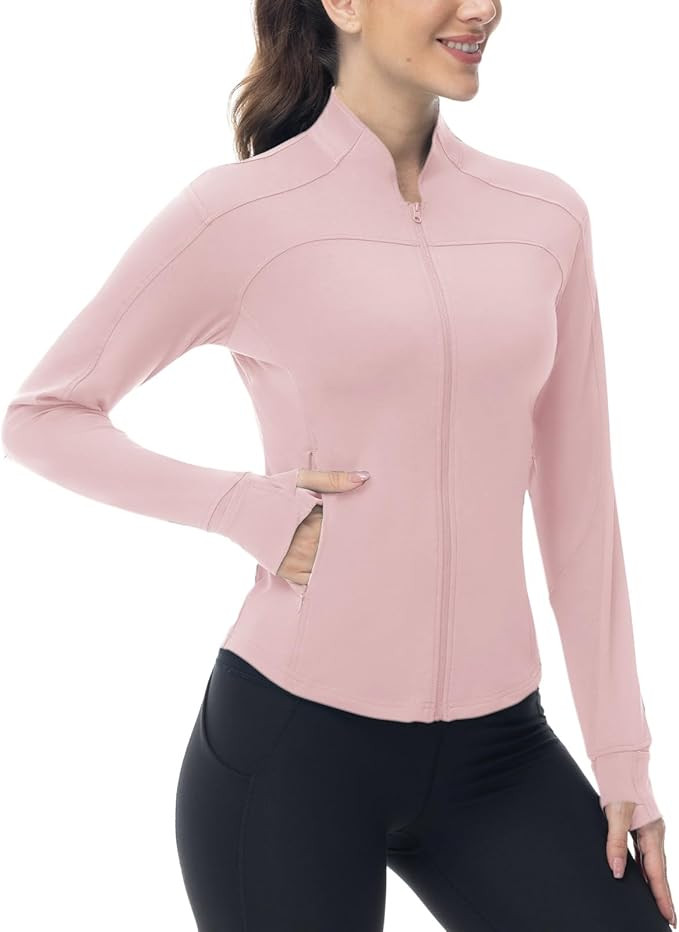 Rdruko Women's Gym Zip Up Jackets Lightweight Athletic Running Jacket Sports Tops with Thumb Hole... | Amazon (US)