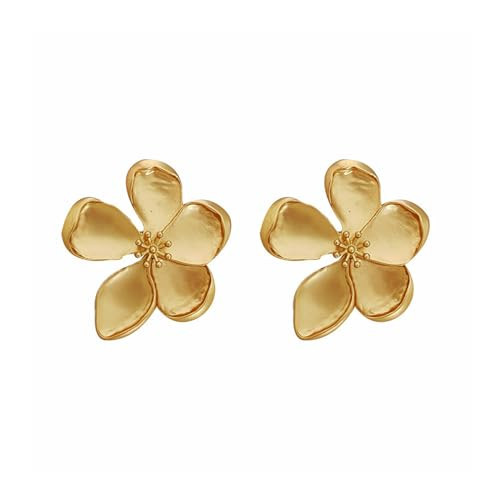 Gold Sculptural Flower Earrings Gold Statement Earrings for Women Exaggerated Flower Floral Earrings Stylish Large Double Flower Earrings 3D Flower Jewelry Gift (Q) | Amazon (US)