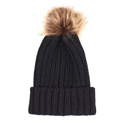 Charles Albert Girl's Knitted Pom Beanie - Kids Winter Hat in Black | Target