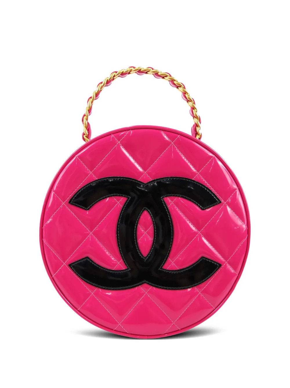 CHANEL Pre-Owned 1995 CC patch round vanity handbag - Pink | Farfetch Global