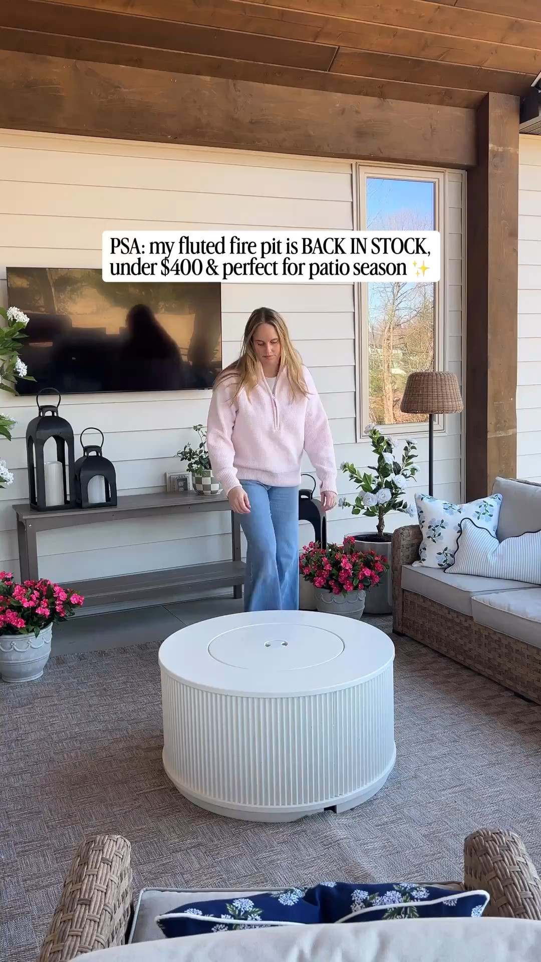 My gorgeous fluted patio fire pit is back in stock! Run don’t walk to grab it before it sells out (again)! 

Patio furniture 
Patio decor 
Patio ideas 
Back porch 
Outdoor spaces

#LTKHome #LTKSwim