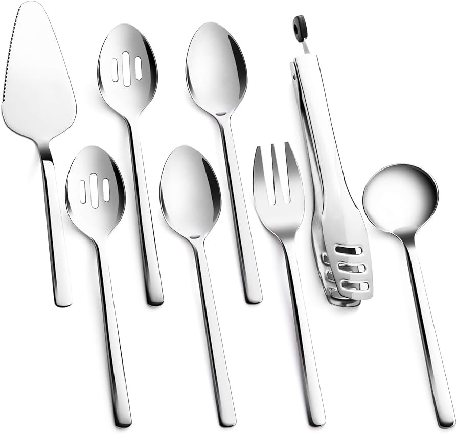 KINGSTONE Large Hostess Serving Utensils Set, 18/10 Stainless Steel Heavy Duty 10-inch Serving Ut... | Amazon (US)