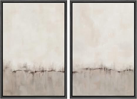 MUDECOR Framed Canvas Print Wall Art Set Watercolor Pastel Duotone Tan Landscape Abstract Shapes ... | Amazon (US)