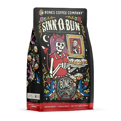 Bones Coffee Company Sinn 'O' Bun Whole Coffee Beans Cinnamon BunFlavor 12 oz Medium Roast (Whole Bean) | Target