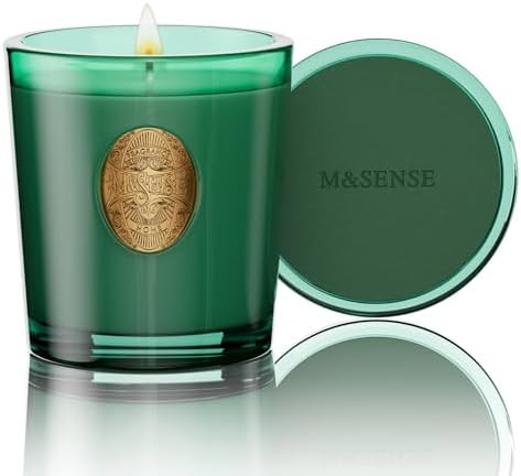 M&SENSE Natural Soy Candle | Evergreen Pine & Emerald Green | 9.2 oz, 50H Burn Time | Luxury Scen... | Amazon (US)