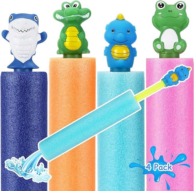 Water Blaster Soaker Gun Toys, Fixget 4 Pack Foam Water Squirt Guns for Kids and Adult, Water Bla... | Amazon (US)