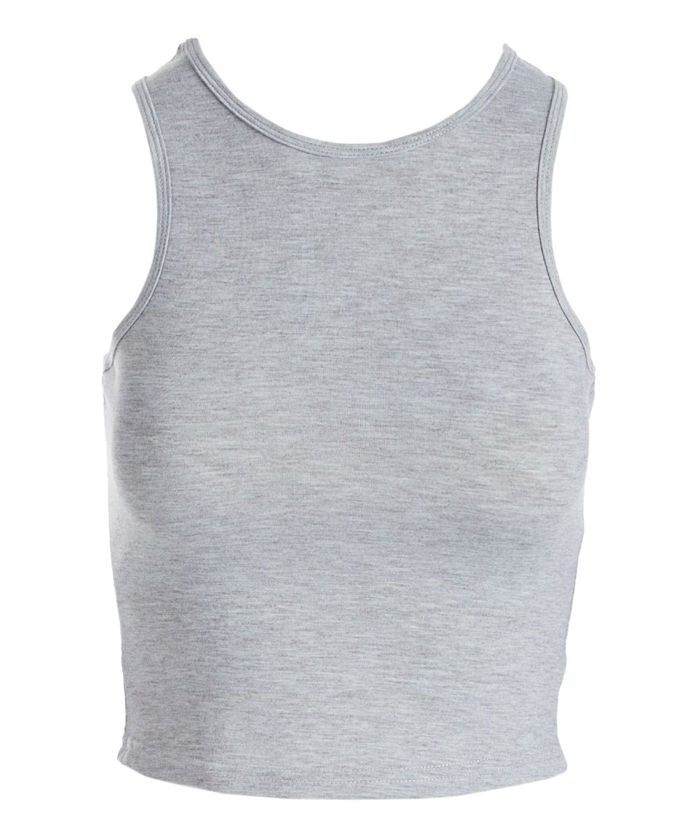 Sofra Women's Tank Tops Grey - Gray Racerback Crop Top - Women | Zulily