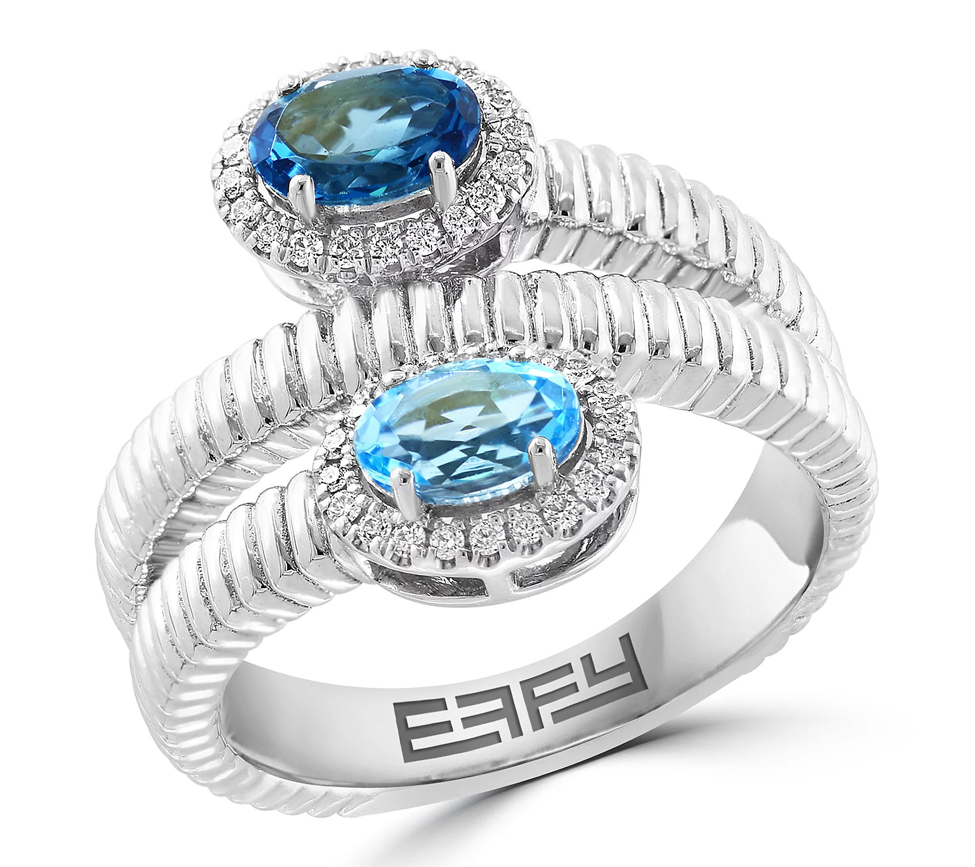Effy Diamond & Blue Topaz Wrap Ring, Sterling S ilver | QVC