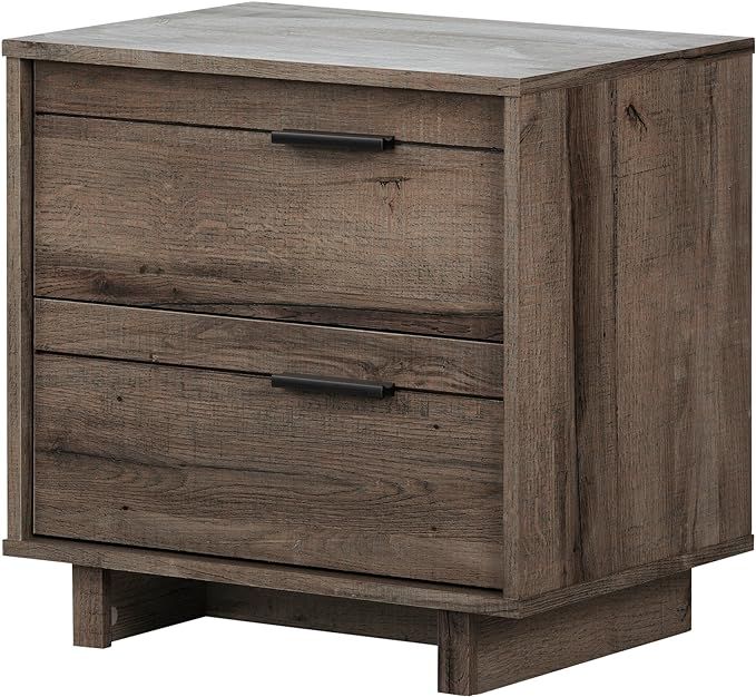 South Shore Fynn 2-Drawer Nightstand Rustic Oak, Contemporary | Amazon (US)