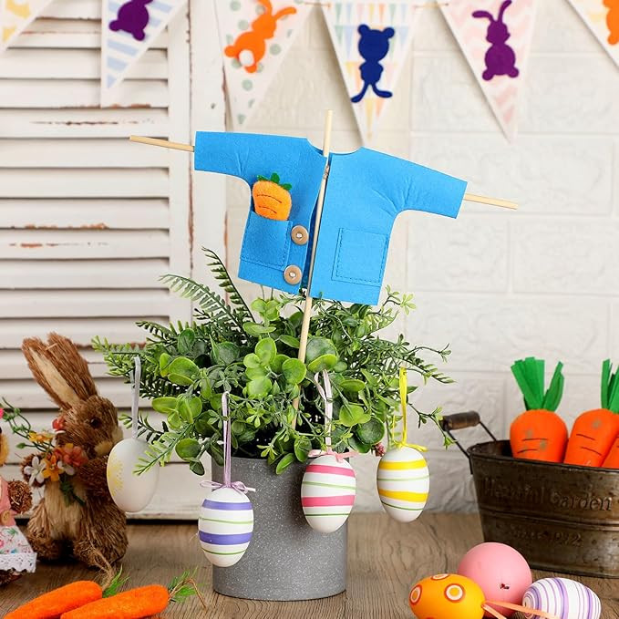 Easter Rabbit's Jacket Mini Blue Jacket Cross with Carrot Set DIY Easter Craft Flower Pot Desktop... | Amazon (US)